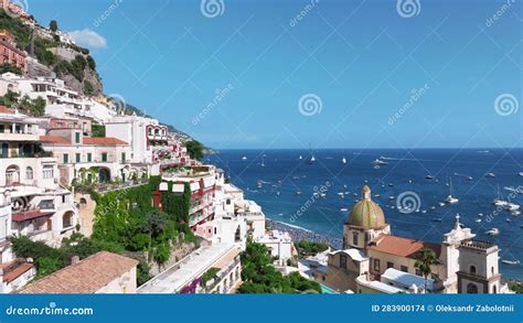 Positano Tourist Destination On The Amalfi Coast Italy Stock Footage