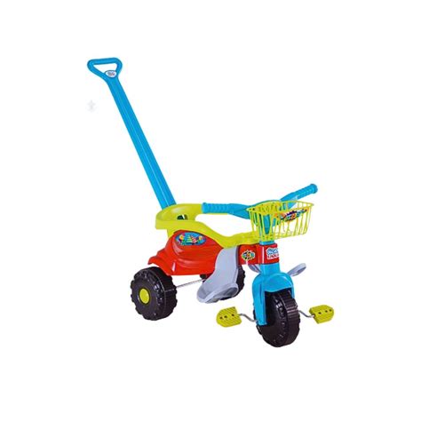 Triciclo Velotrol Infantil Azul Cestinha Magic Toys Menino Bebê