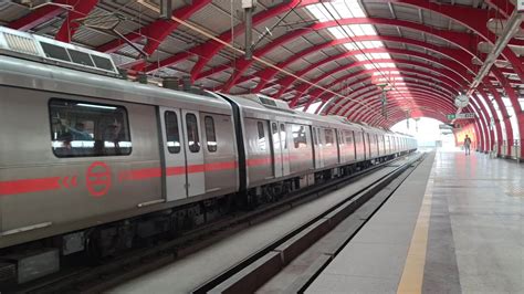 New Delhi India - October 09 2023 - Delhi Metro train arriving at ...