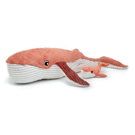 Peluche géante les ptipotos baleine et son bébé gravillou terracotta de