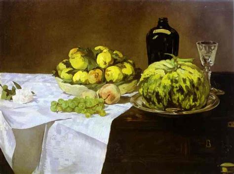 Still life with melon and peaches, 1866 - Edouard Manet - WikiArt.org