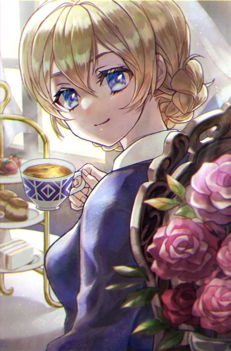 Safebooru 1girl Absurdres Backlighting Bangs Blonde Hair Blue Eyes Blue Sweater Blurry Blurry