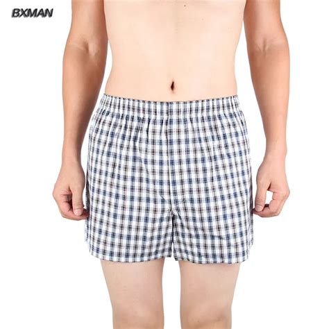 Bxman Peach Grey Plaid Woven Cotton High Quality Men Boxer Short Men S Underwear Men S