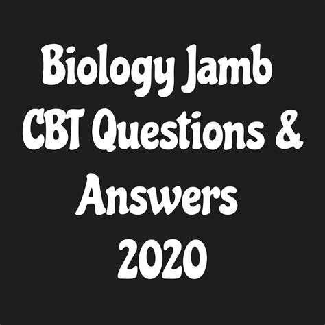 Biology 2020 JAMB CBT Questions