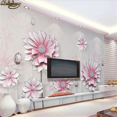 Beibehang Papel Tapiz De Pared 3d Personalizado Mural De Color Rosa Fresco 3d Estéreo Flor