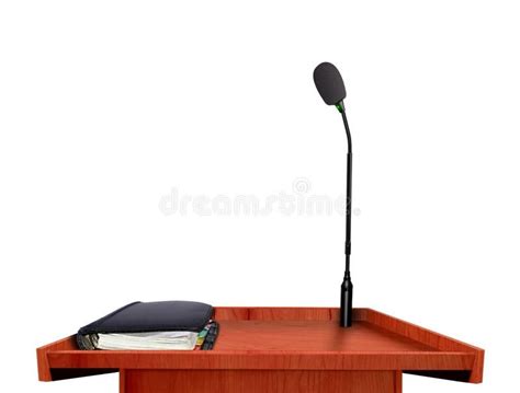 Podium mic and note. Podium, microphone and note over white , # ...