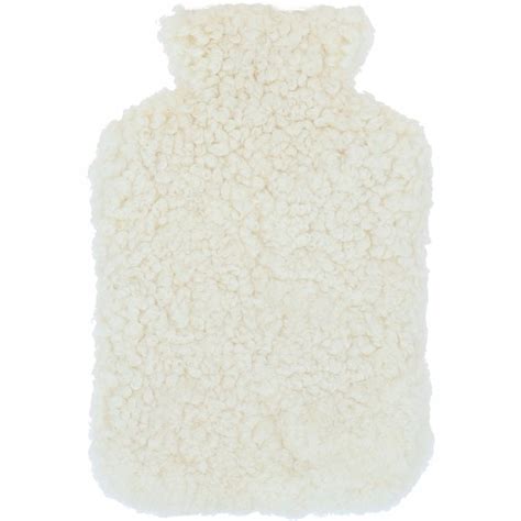 Fenland Curly Wool Hot Water Bottle Cover Ivory 2L