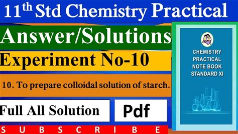 Experiment No 10 Class 11th Chemistry Practical Book Answer And Solutions Maharashtra Board Hsc