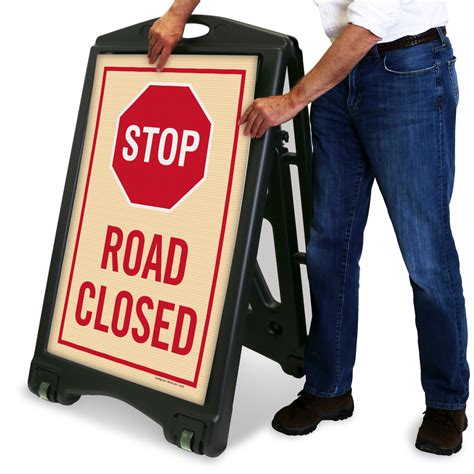 Road Closed Sign | Portable Sidewalk Sign | Stop Sign, SKU: K-ROLL-1056