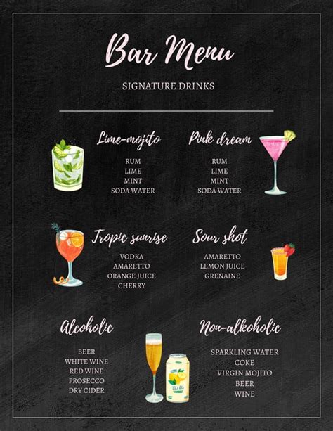 Free Printable Custom Drink Menu Templates Canva