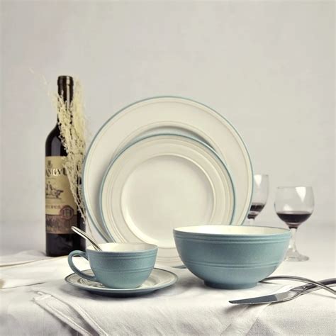 Fashion Solid Blue Ceramic Tableware Set Fine China Dinnerware Sets ...