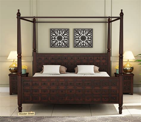 Buy Citadel Poster Bed Without Storage King Size Walnut Finish At 24