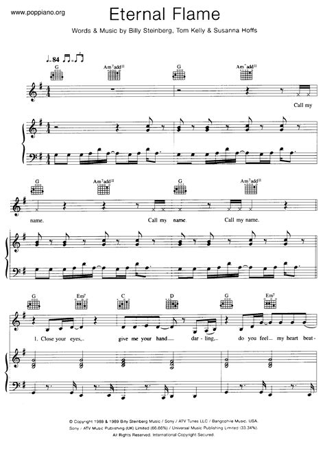 The Bangles Eternal Flame Sheet Music Pdf Free Score Download ★