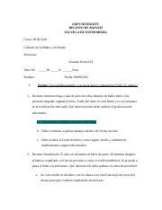 Examen Parcial 2 NUR 1104 Docx EDP UNIVERSITY RECINTO DE MANATI