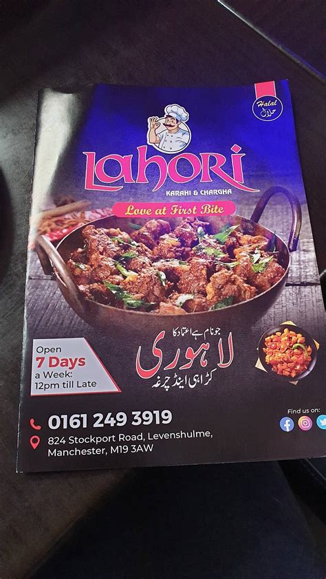 Menu At Lahori Karahi Manchester Restaurant Manchester 824 Stockport Rd