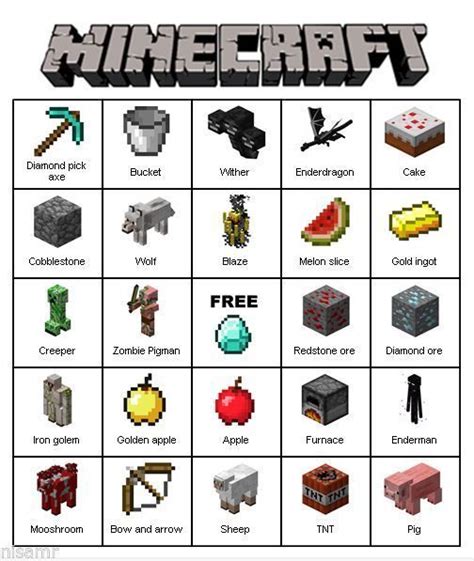 Minecraft Bingo Printable Printable Templates