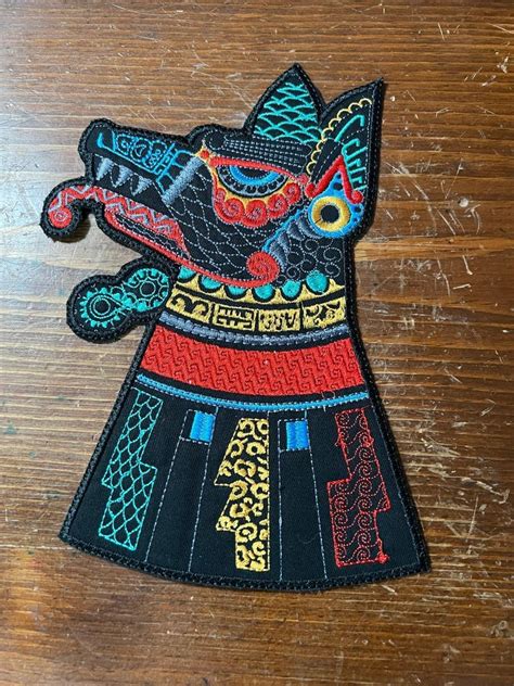 "Nezahualcoyotl Fasting Coyote Emperor Texcoco, Mexico Large Back Patch, iron on, 9\" tall ...