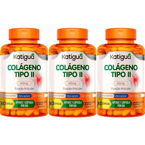 Kit 3X Colágeno Tipo II 40mg 30 Cápsulas Katiguá OtimaNutri