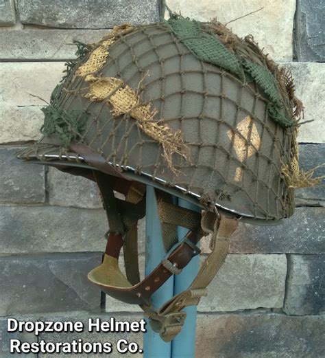 WWII M2 101st Airborne Helmet 501st Dbale Front Seam Westinghouse Paratrooper liner. LT. D-DAY ...