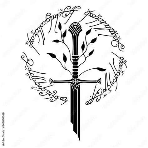 Lord Of The Rings Anduril White Tree Vector Eps Stock Vector Adobe Stock