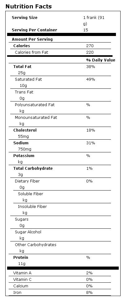 Sabrett® Hot Sausage 48 Oz 3 Lbs 15 Ct Sabrett Hot Dogs