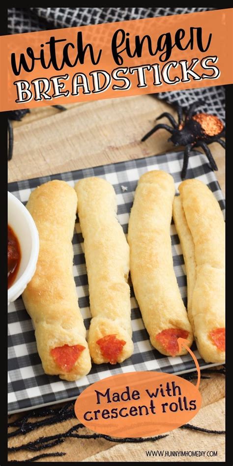 Crescent Roll Witch Finger Breadsticks With Pepperoni Fingernails