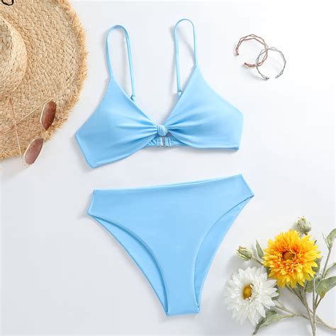 Tejiojio Women S Swimsuit Bikini Swimsuit Solid Color Backless Split