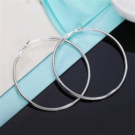 925 Sterling Silver Large Hoop Earrings Lightweight 50mm Etsy