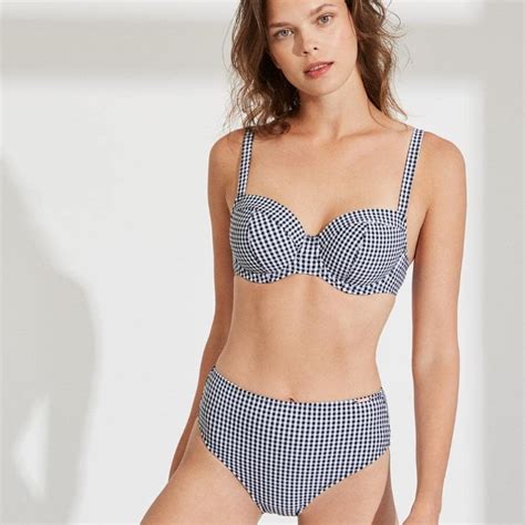 Conjunto Bikini Capacidad Vichy Copa C Aros Relleno Fino Ysabel