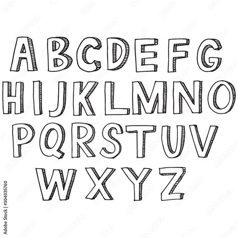 Element Design Vector Hand Drawn Doodle Font Set Of Sketch Alphabet