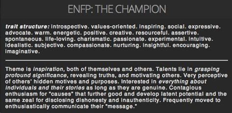 Enfp The Champion My Myers Briggs Type Is Called The Championsweet