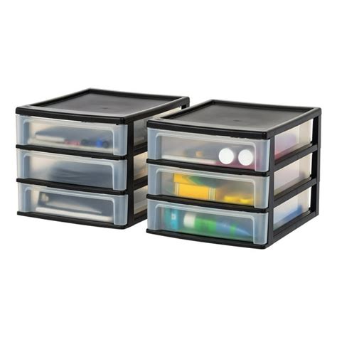 Iris Usa 3 Compartments Drawer Desktop Organizer Black 2 Pack