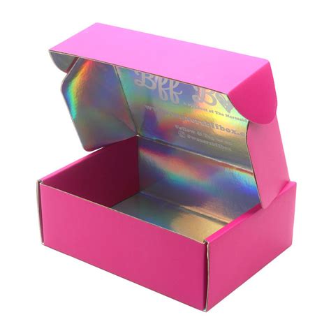 Custom Printing Paper Pink Holographic Corrugated Packaging Shipping Box