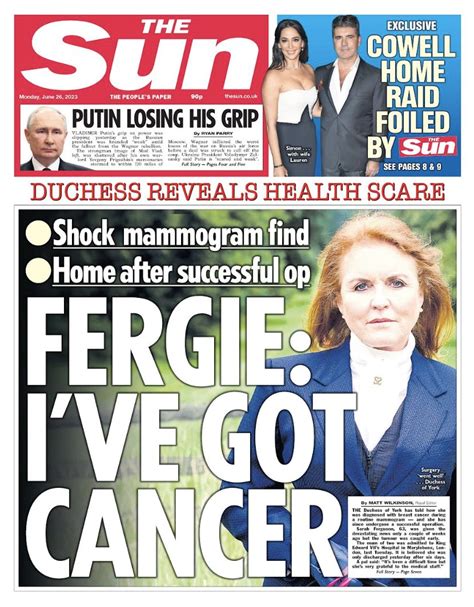 The Sun on Twitter: "On tomorrow's front page: Sarah Ferguson diagnosed ...