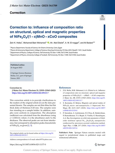 Correction To Influence Of Composition Ratio On Structural Optical