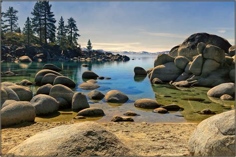 Fond Décran Des Arbres Paysage Mer Baie Lac Eau Roche La