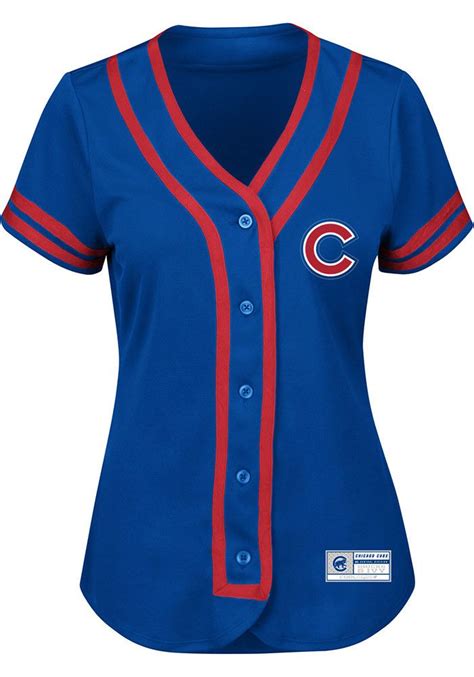 Chicago Cubs Womens Majestic Fashion Fashion Baseball Jersey Blue