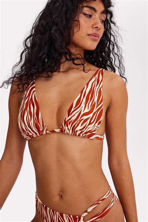 Brown Bikini Top With Zebra Print Loavies