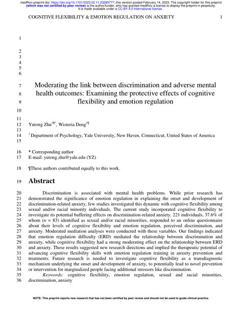 PDF Moderating The Link Between Discrimination And Adverse Mental