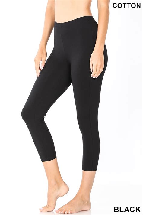 Zenana Premium Cotton Capri Leggings Multiple Solid Colors Womens Sizes