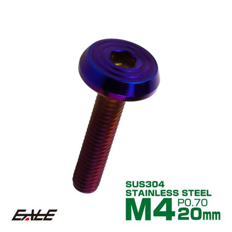 ステンレスボルト M4×20mm P07 シェルヘッド フラット 六角穴付 ボタンボルト Sus304 焼きチタンカラー Tr0797