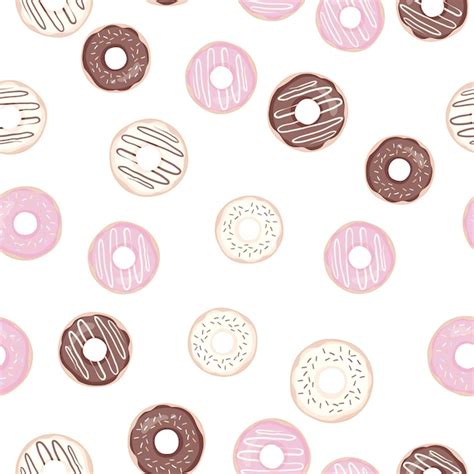 Donut Dibujado A Mano De Patrones Sin Fisuras Diseño De Fondo De Panadería Vectorial Vector