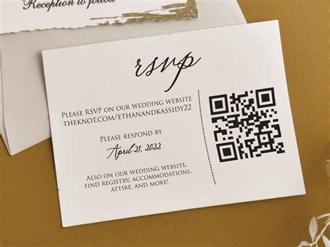 Ivory Qr Code Rsvp Card Template Wedding Rsvp Card Rsvp Insert Minimalist Design Black On