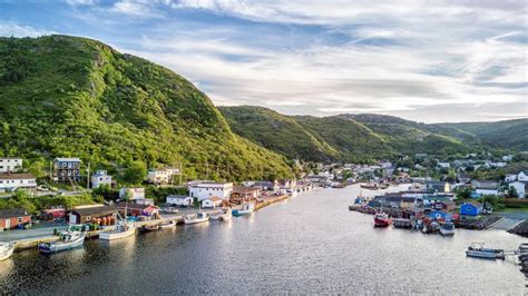 Petty Harbour Maddox Cove With Green Hills And Wooden Architecture