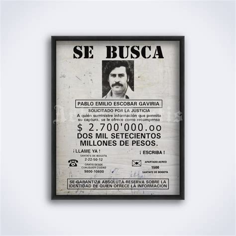 Cartel buscado de Pablo Escobar en la década de 1990 cartel de la droga