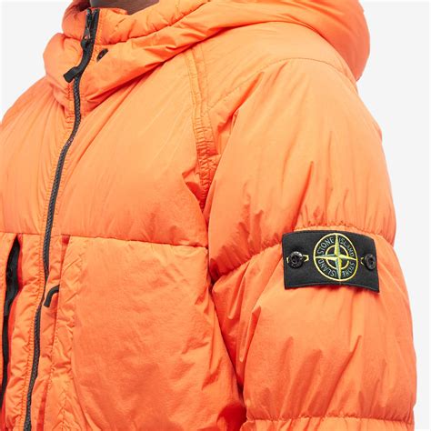 Stone Island Crinkle Reps Hooded Down Jacket Orange Red END US