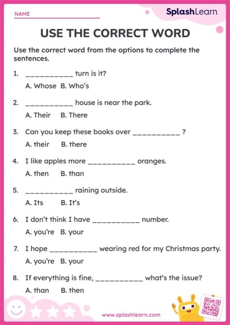 4th Grade Ela Vocabulary Worksheets Free And Printable Splashlearn