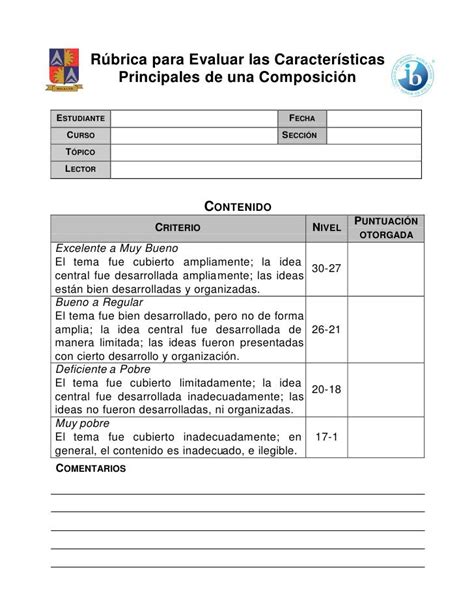 Rubrica Para Trabajos Escritos R Bricas Rubrica De Evaluacion