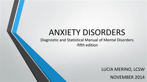 Anxiety Disorders Dsm 5 Ppt