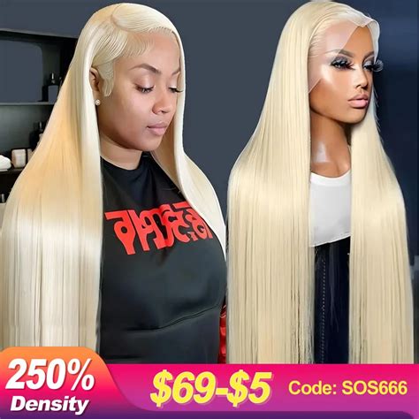 613 Honey Blonde Colored 13x4 250 Density Straight Lace Frontal Wig 13x6 HD Transparent Lace